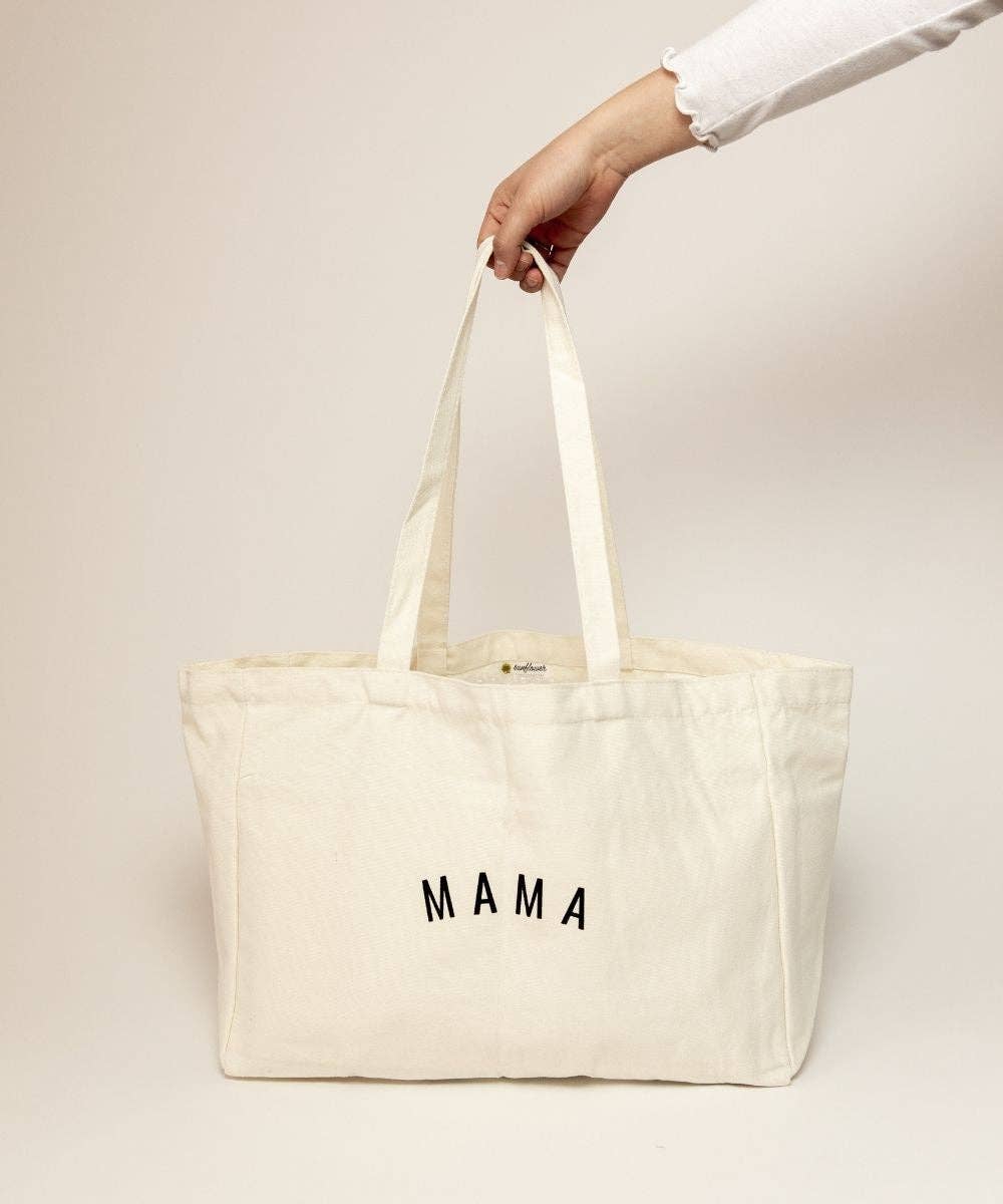 Image of Sunflower Motherhood - Mama Canvas Tote Bag | Stylish Eco-Friendly Diaper Bag